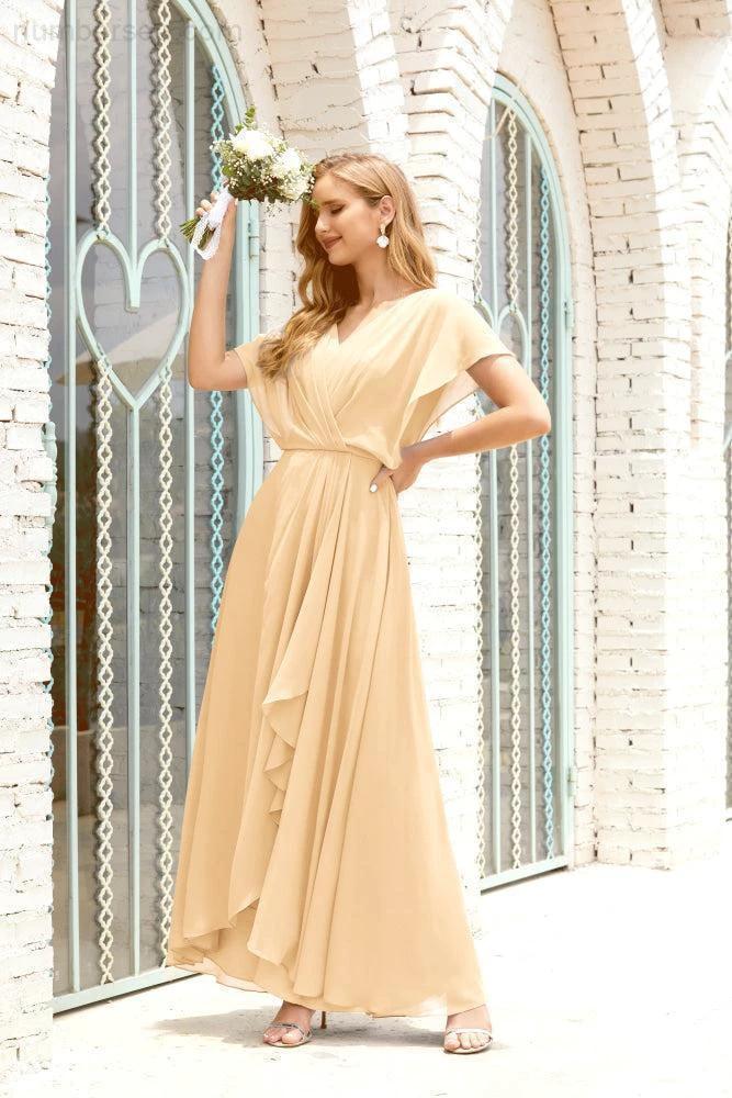 Zapdress Mother of The Bride Dresses Plus Size V-Neck Floor Length Formal Prom Dress for Wedding Guest 28020 (ZD17058)