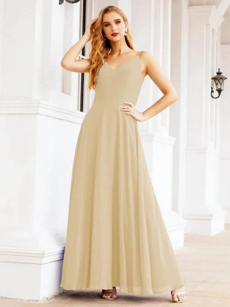 Numbersea Spaghetti Strap Bridesmaid Dresses V Neck Butterfly Back Fromal Evening Party Prom Gown 28036 by numbersea