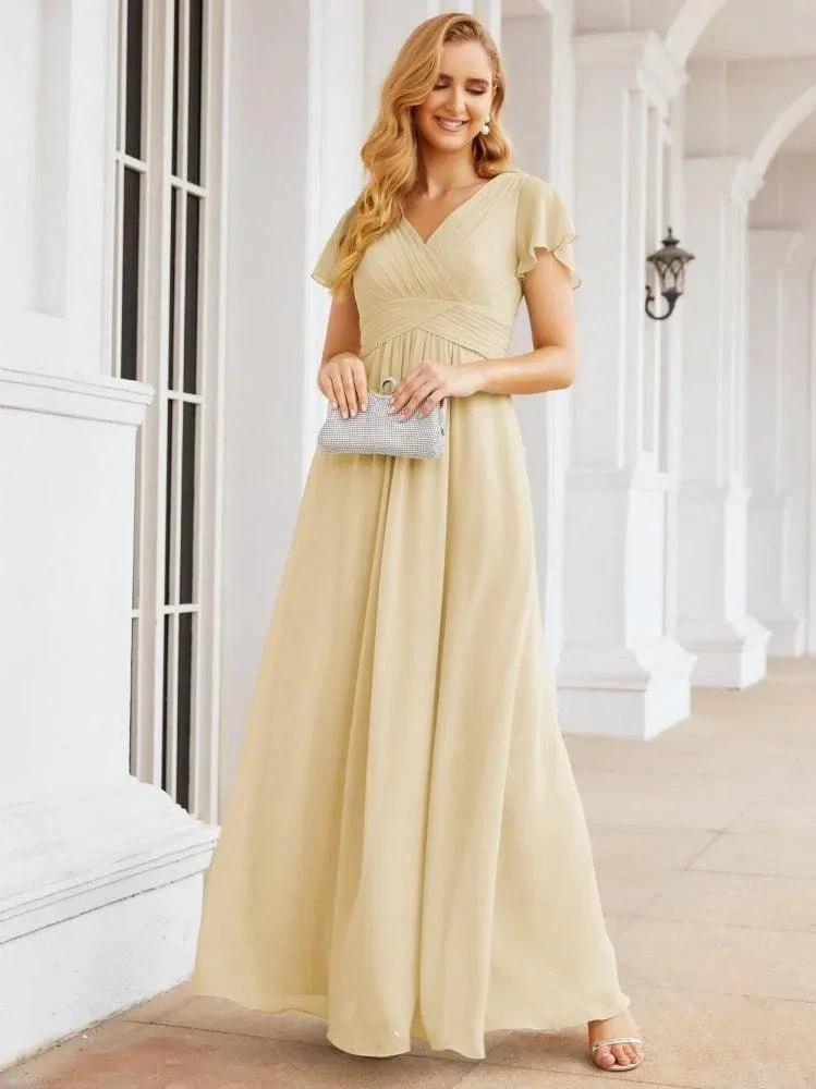 Numbersea Formal Prom Gowns for Mother of The Bride Cap Sleeves Bridesmaid Dress 28047 by numbersea