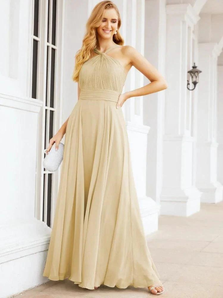 Numbersea Crisscross Halter Bridesmaid Dresses for Party Wedding Evening Prom Maxi Ball Gowns 28053 by numbersea
