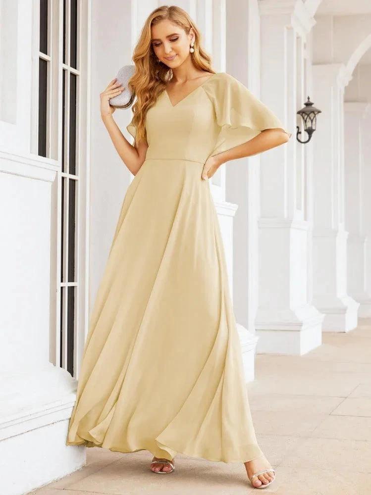 Numbersea Bridesmaid Dresses for Wedding Formal Evening Party Prom Gown with Cape 28050 by numbersea