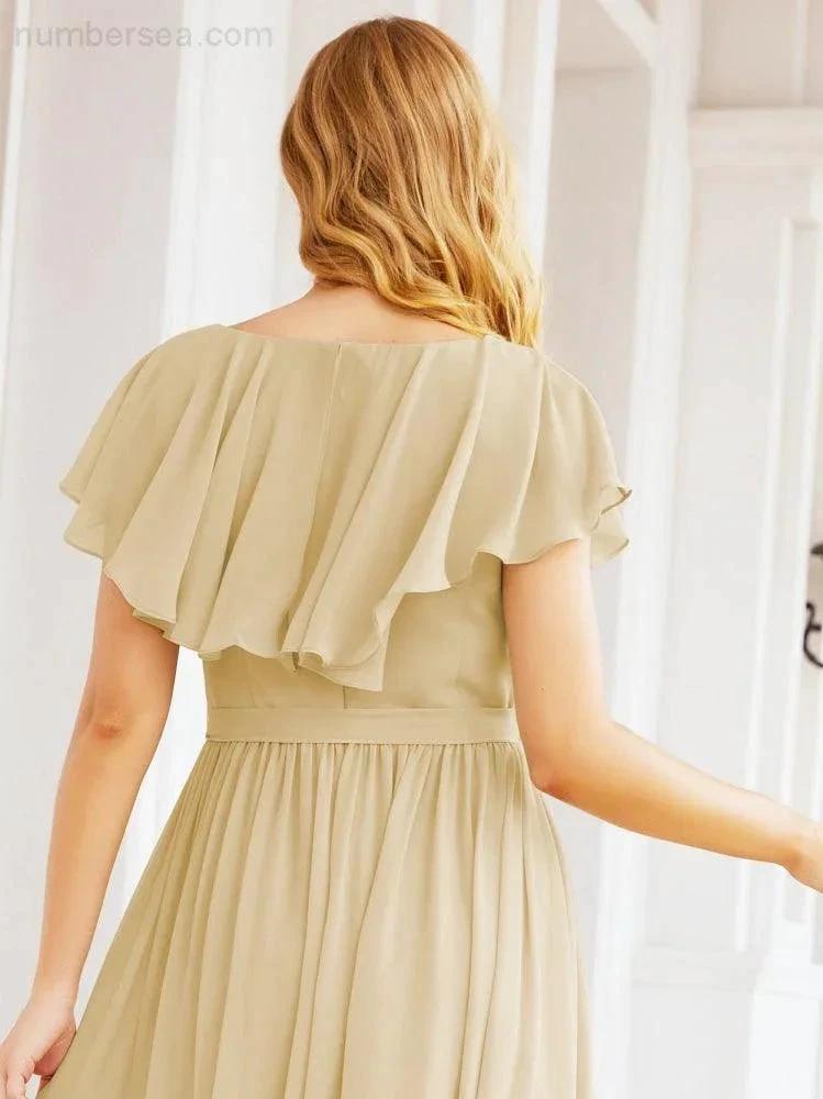 Bridesmaid Dresses with Flutter Sleeves Formal Evening Party Prom Gowns 28044 (ZD17033)