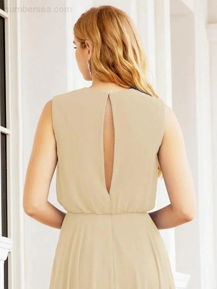 ZapDress Sleeveless Long Bridesmaid Dress A line Formal Evening Prom Gown 28025 (ZD17053)
