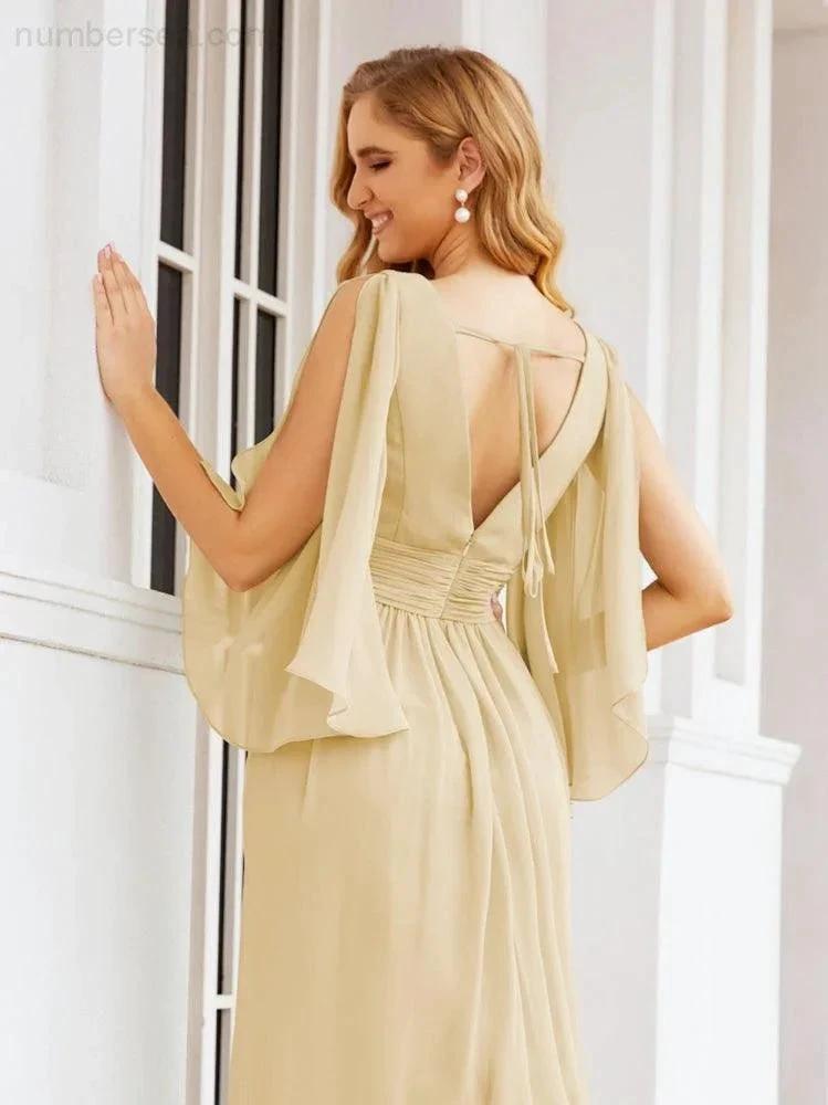 ZapDress Bridesmaid Dresses with Split for Wedding Party Flutter Sleeves 28045 (ZD16996)