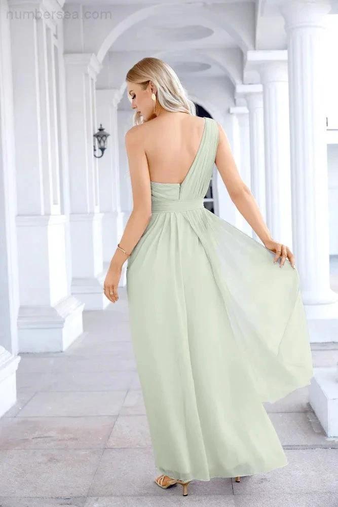 Ladies Chiffon One Shoulder Bridesmaid Evening Dress Wedding Party Evening Dress 28133 (ZD17003)