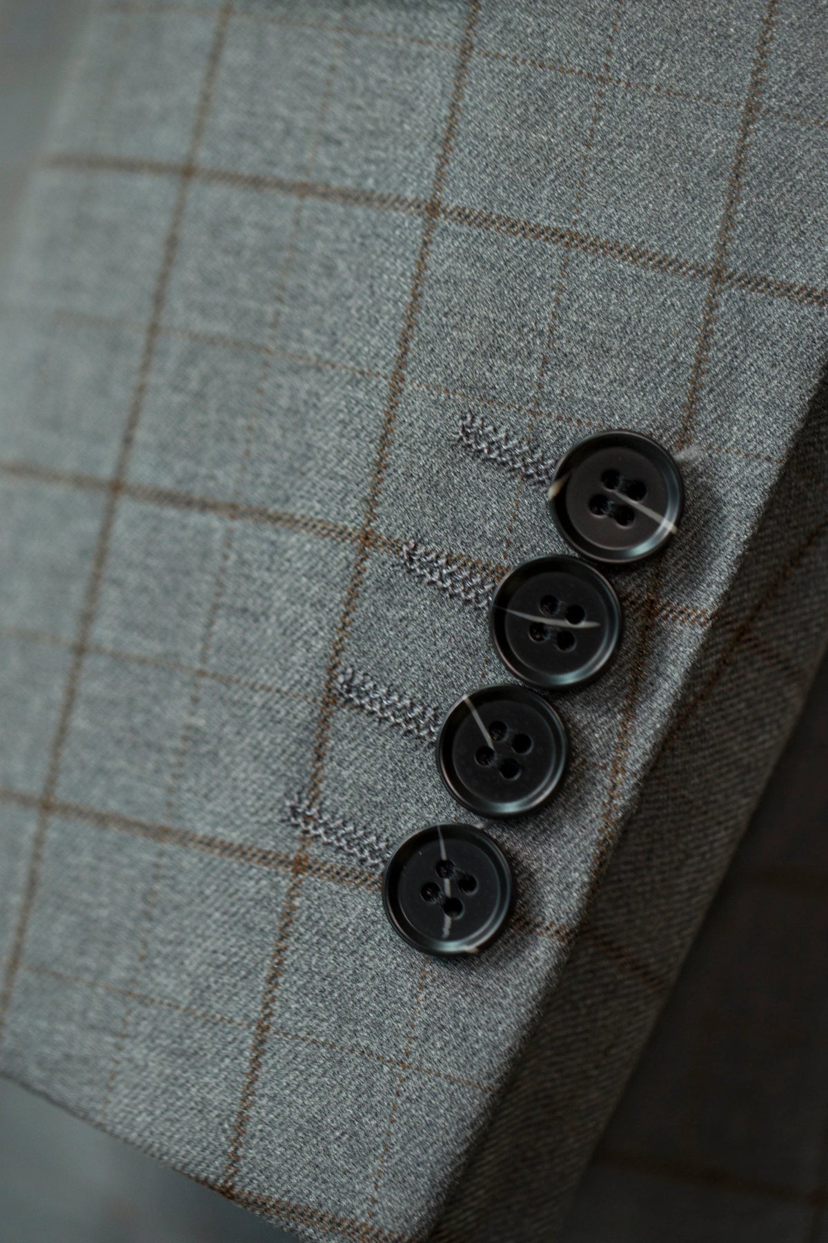Windowpane Check Three Piece Wool Suit For Groom Wedding (ZD17101)