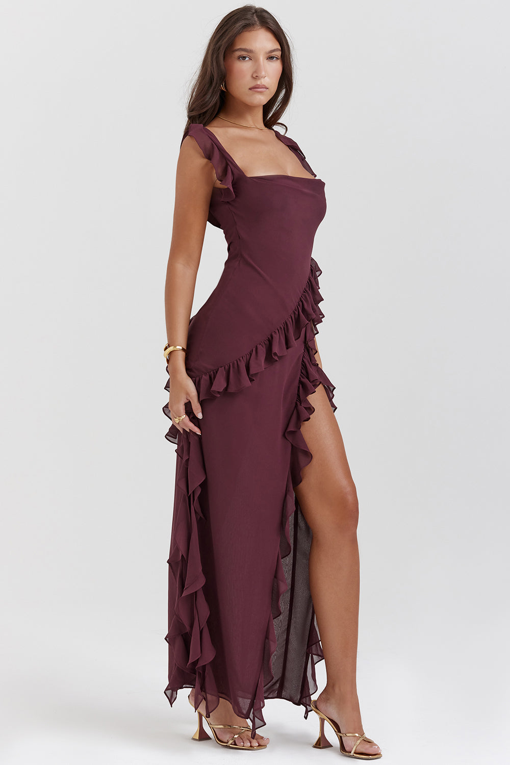 Carmen Timeless Long Dress with Ruffles Designer Edit