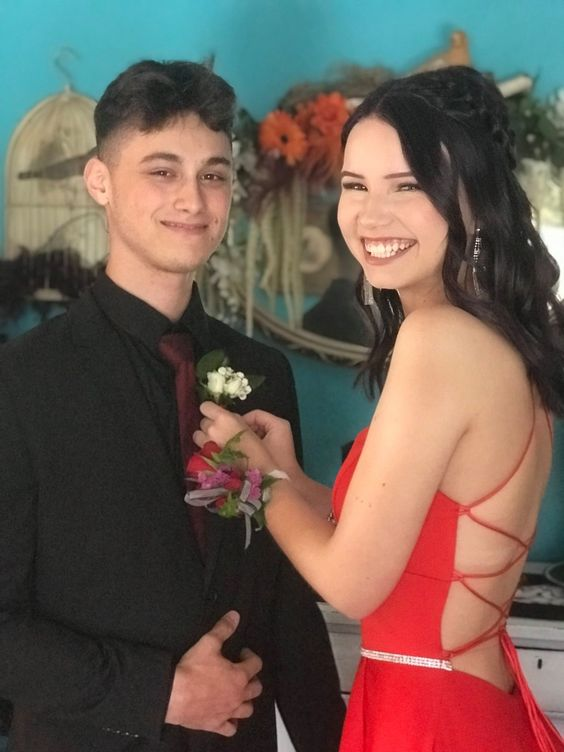 Simple Red A-line Prom Dress Lace-up Back Evening Dress Y6547 - View 2 | VelvetHem