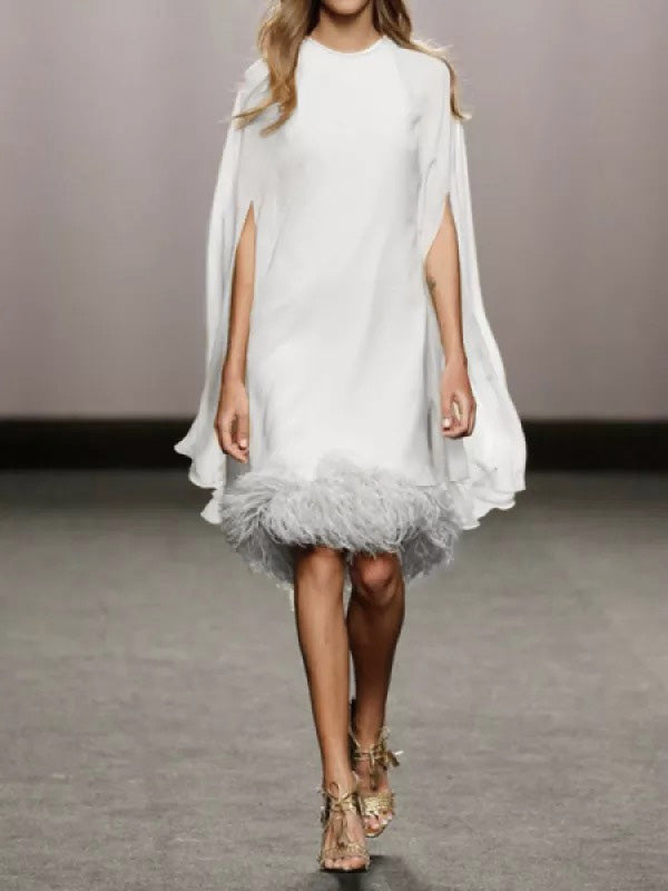 Elegant Feather Panel Dress Long Evening Dress - View 3 | VelvetHem