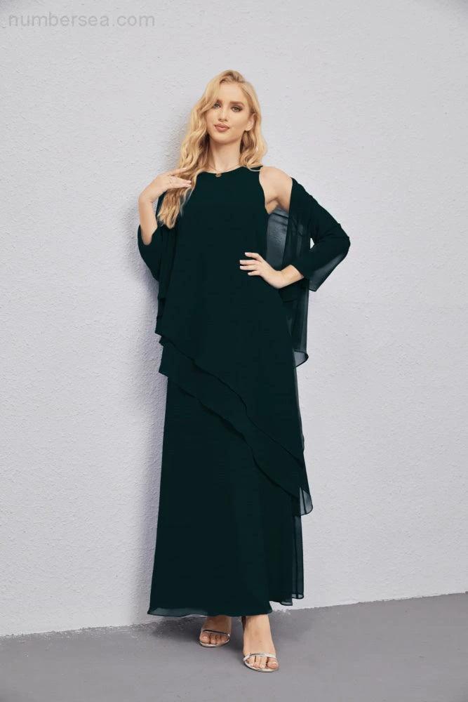 Mother of Bride Dresses with Open Front Lightweight Cardigan Formal Prom Gown  28081 (ZD16990)