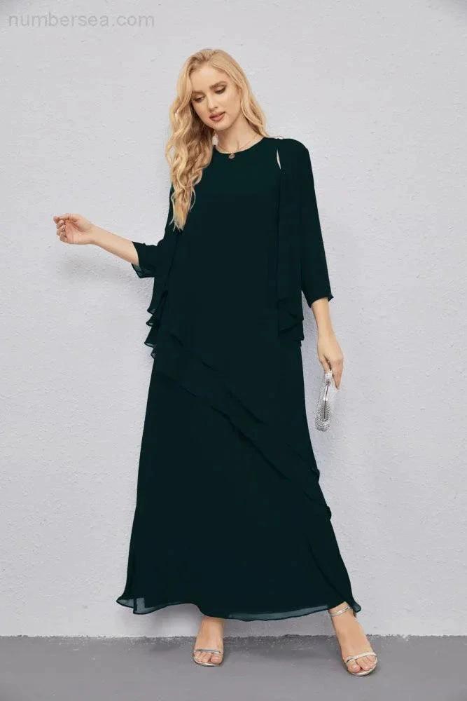 Mother of Bride Dresses with Open Front Lightweight Cardigan Formal Prom Gown  28081 (ZD16990)