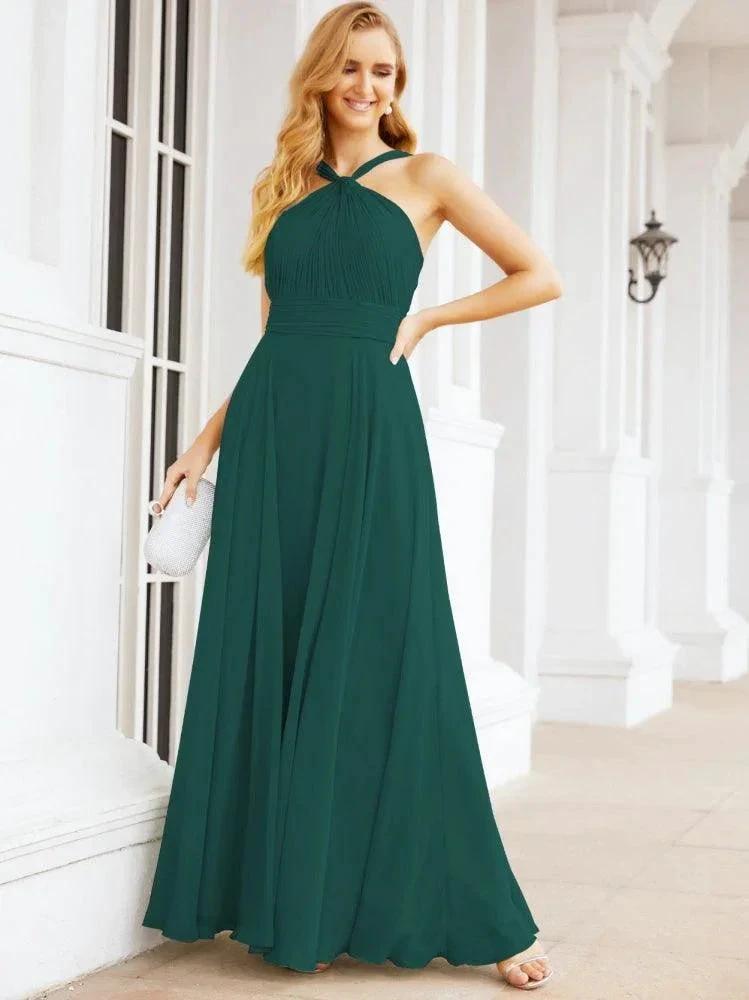 Numbersea Crisscross Halter Bridesmaid Dresses for Party Wedding Evening Prom Maxi Ball Gowns 28053 by numbersea