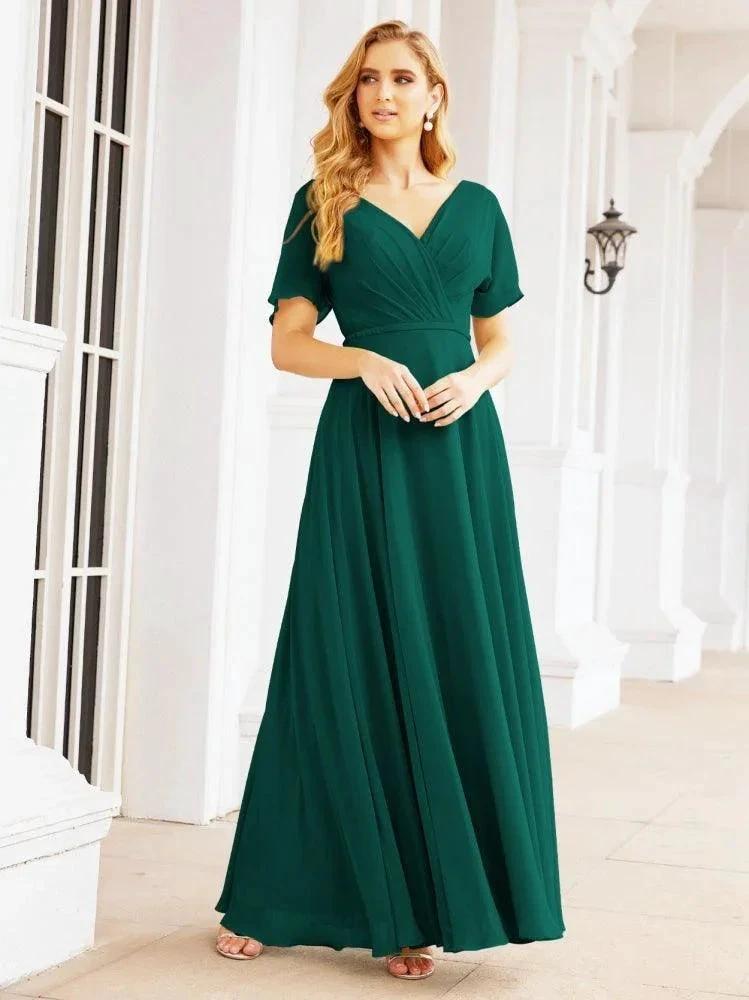 Numbersea Formal Prom Gowns for Mother of The Bride Short Sleeves Bridesmaid Dress 28049 by numbersea
