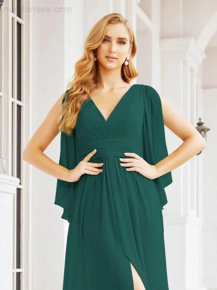 ZapDress Bridesmaid Dresses with Split for Wedding Party Flutter Sleeves 28045 (ZD16996)