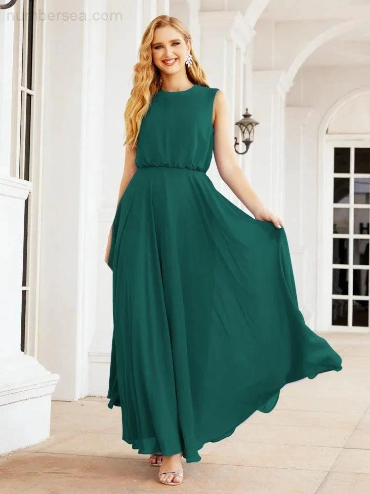 ZapDress Sleeveless Long Bridesmaid Dress A line Formal Evening Prom Gown 28025 (ZD17053)