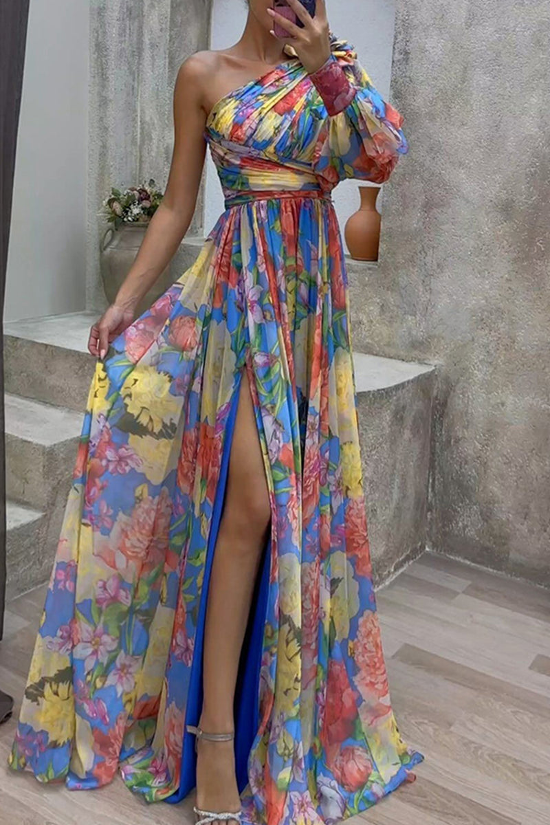 Elegant Floral Slit Evening Dress Dresses(5 Colors) - Fashionpara