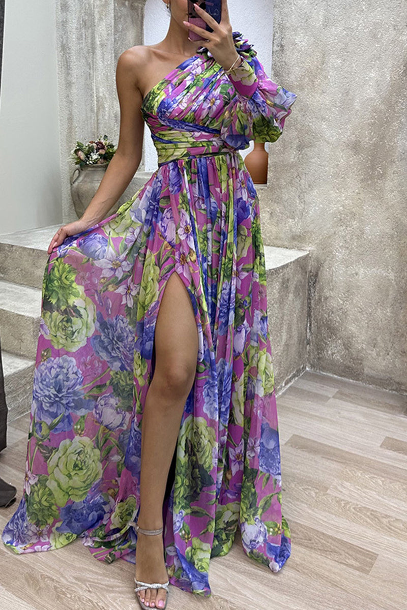 Elegant Floral Slit Evening Dress Dresses(5 Colors) - Fashionpara