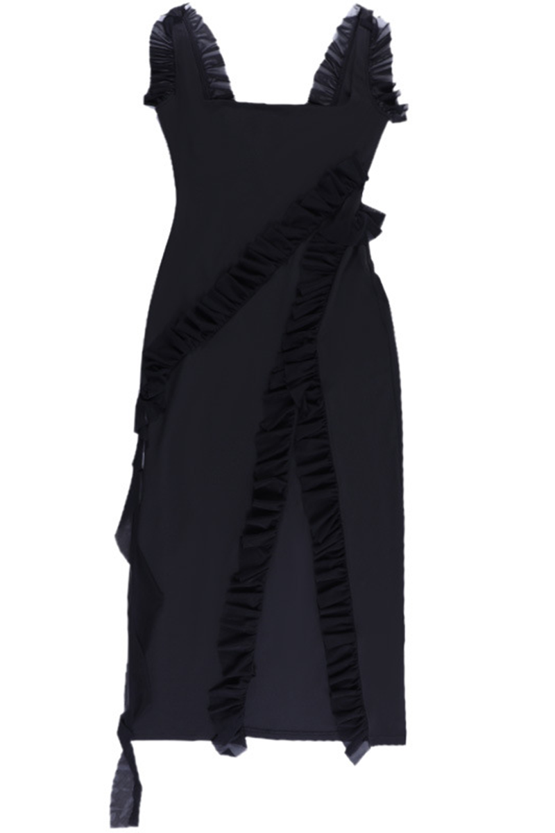 Sexy Casual Solid Patchwork Backless Slit Spaghetti Strap Long Dresses(3 Colors) - Fashionpara