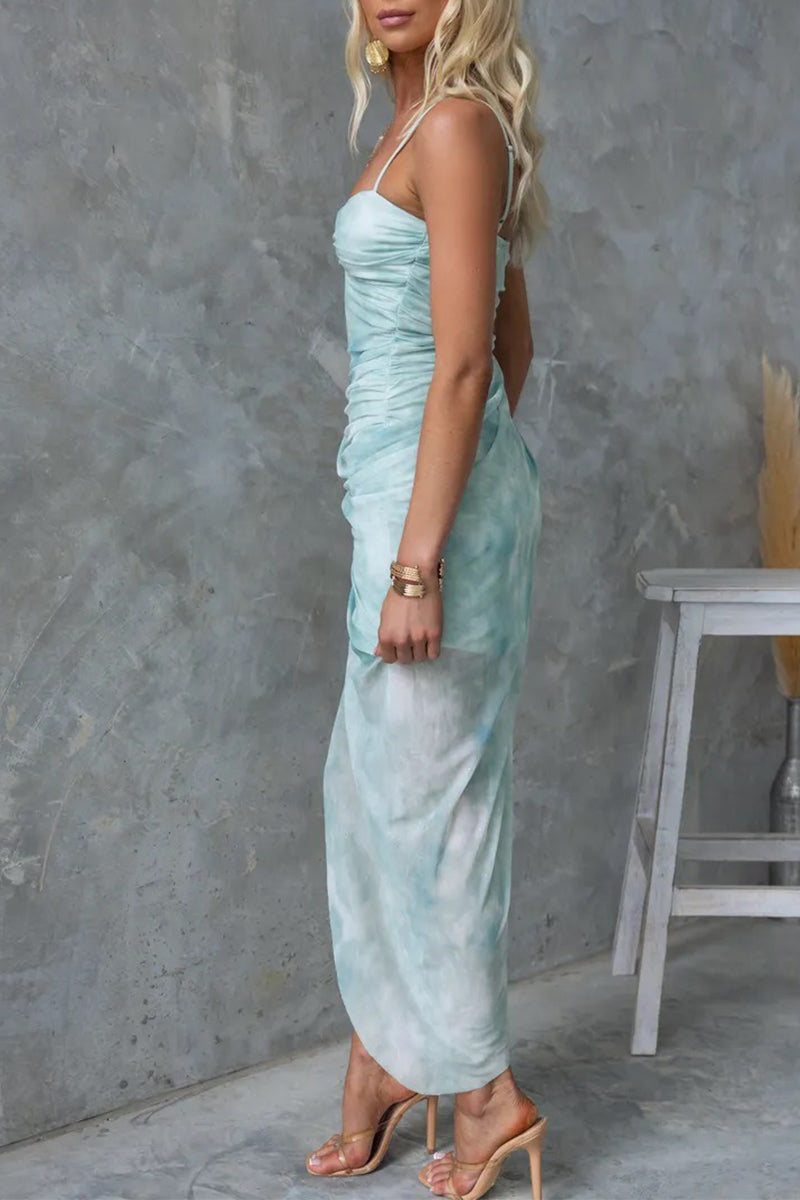 Diana Statement Holiday Floral Slit Irregular Contrast Sling Dresses Evening Wear Edit