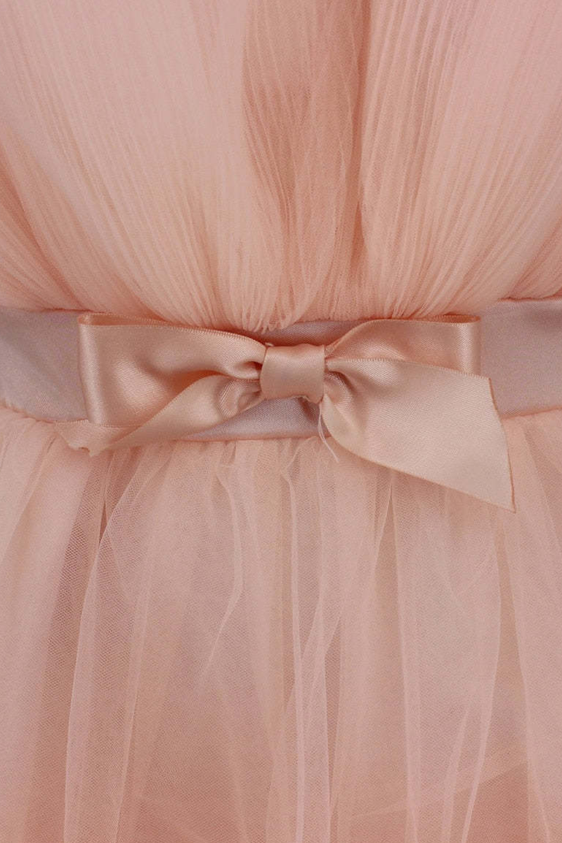 Sexy Prom Solid Color Mesh Bow Decor Strapless Evening Dresses(4 Colors) - Fashionpara