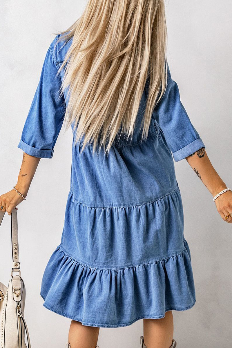 Silvana Timeless Casual Daily Princess Dresses with Pocket Buckle and V Neck Boutique Collection