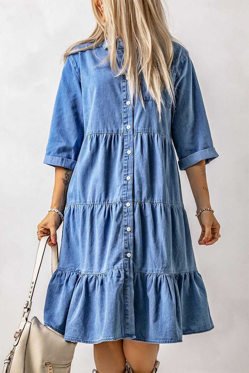 Silvana Timeless Casual Daily Princess Dresses with Pocket Buckle and V Neck Boutique Collection