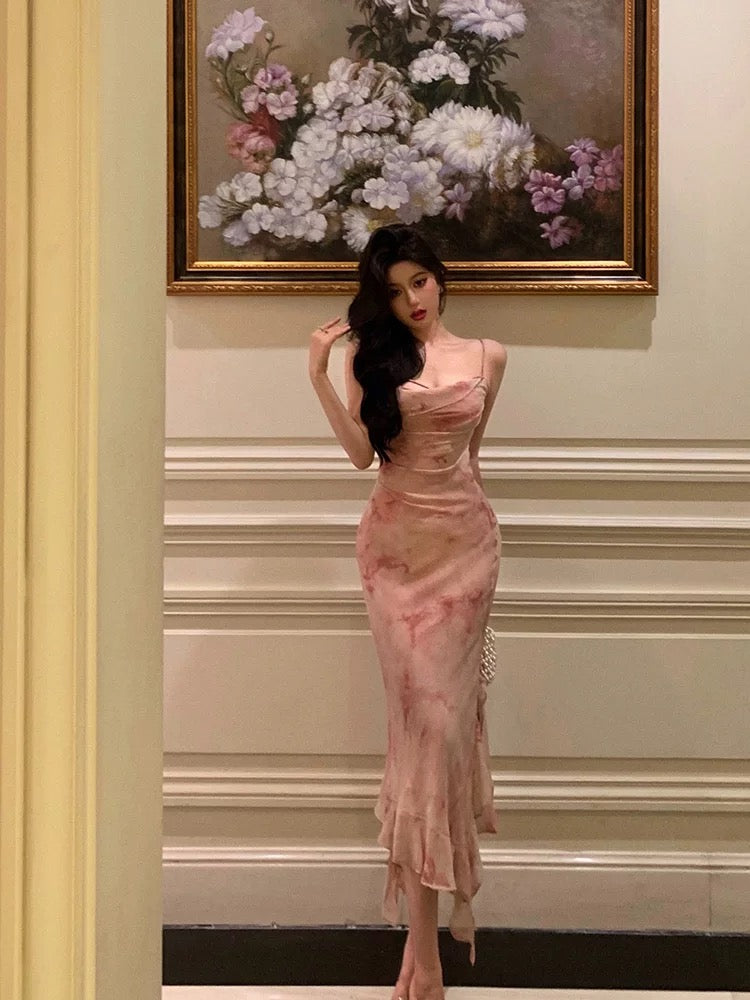 Classy Mermaid Spaghetti Straps Pink Prom Dresses Birthday Outfits Evening Gown - FashionDia