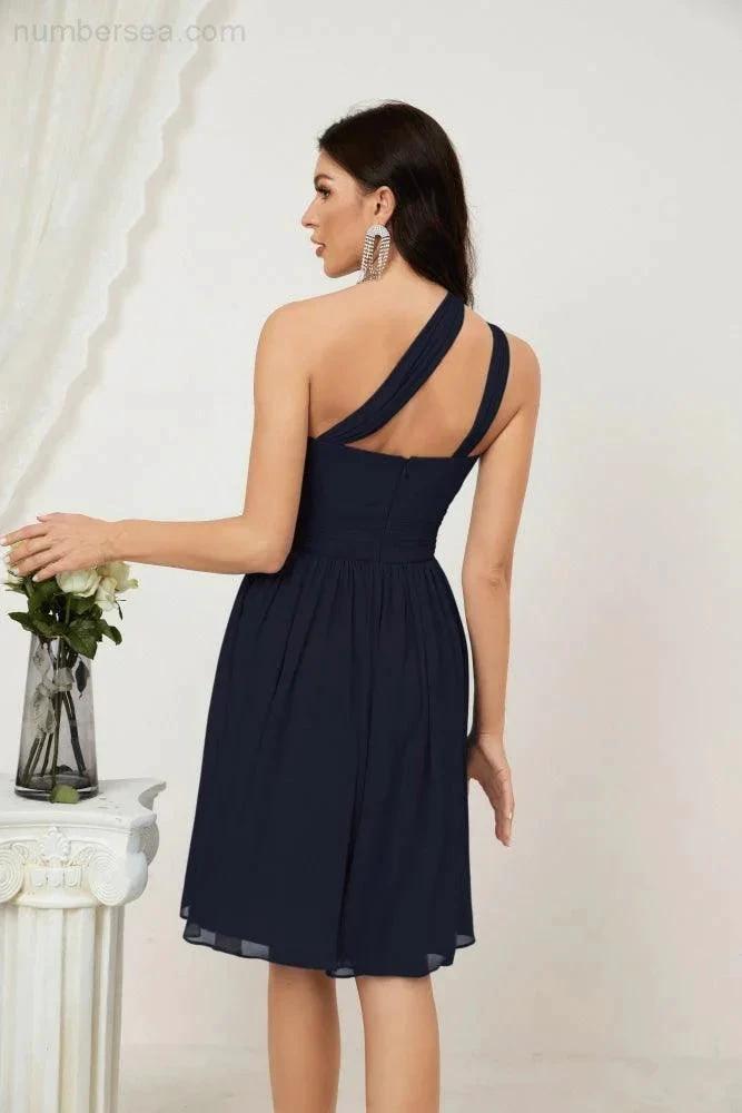 ZapDress Women Chiffon Short One Shoulder Bridesmaid Dress Formal Dresses for Party Homecoming  2804 (ZD16948)