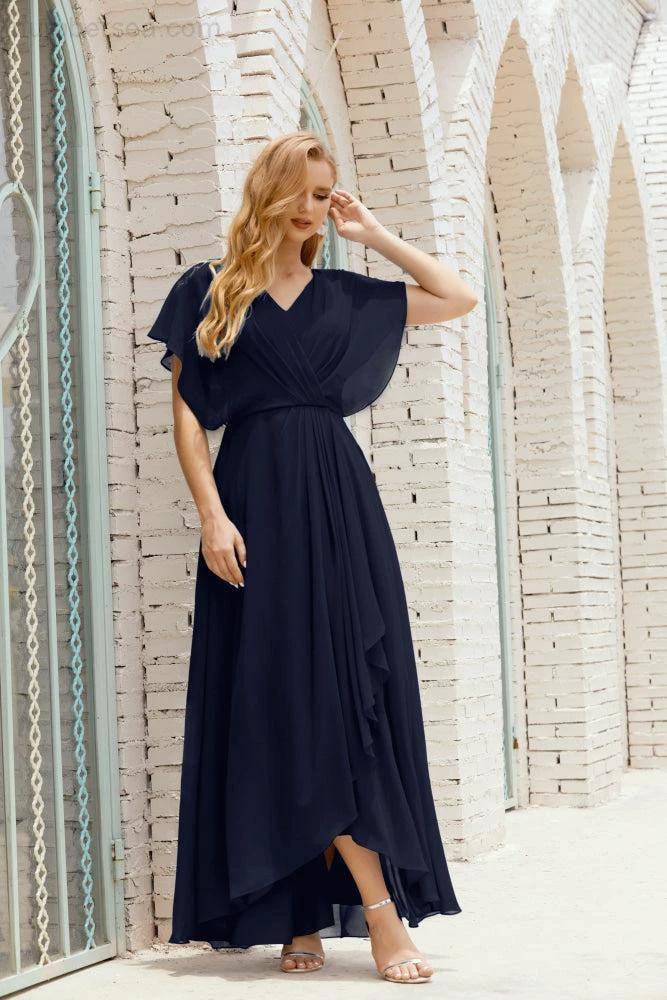 Zapdress Mother of The Bride Dresses Plus Size V-Neck Floor Length Formal Prom Dress for Wedding Guest 28020 (ZD17058)