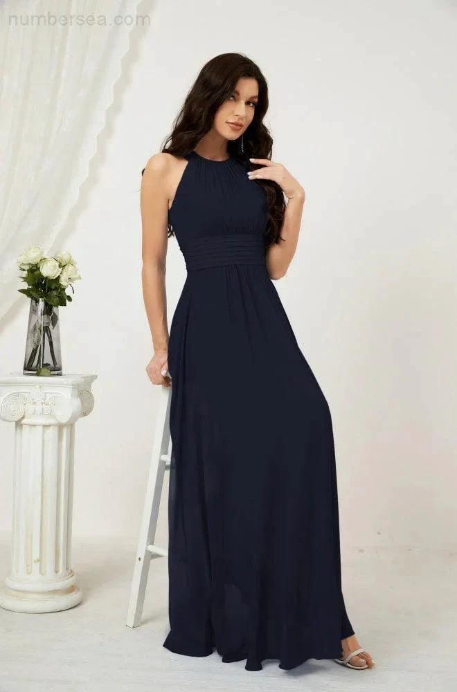 ZapDress Formal Party Gown Dress Chiffon Halter Long Sleeveless Bridesmaid Dresses 2802 (ZD16960)