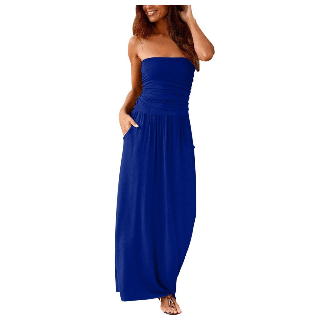 Olation Strapless Jersey Maxi Dress Navy