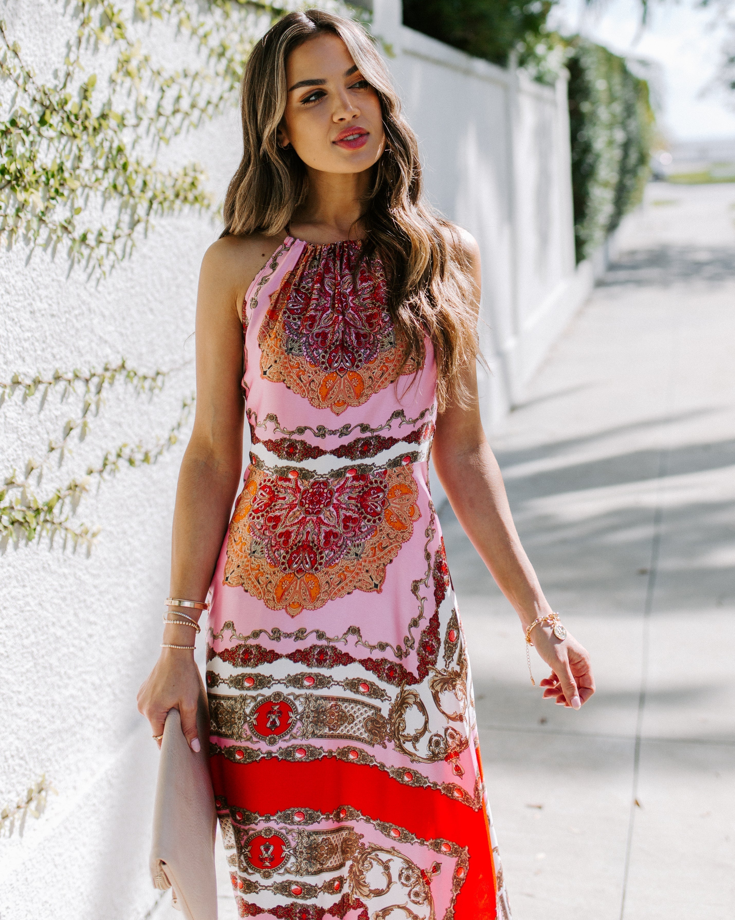 PREORDER Reina Printed Halter Maxi Dress