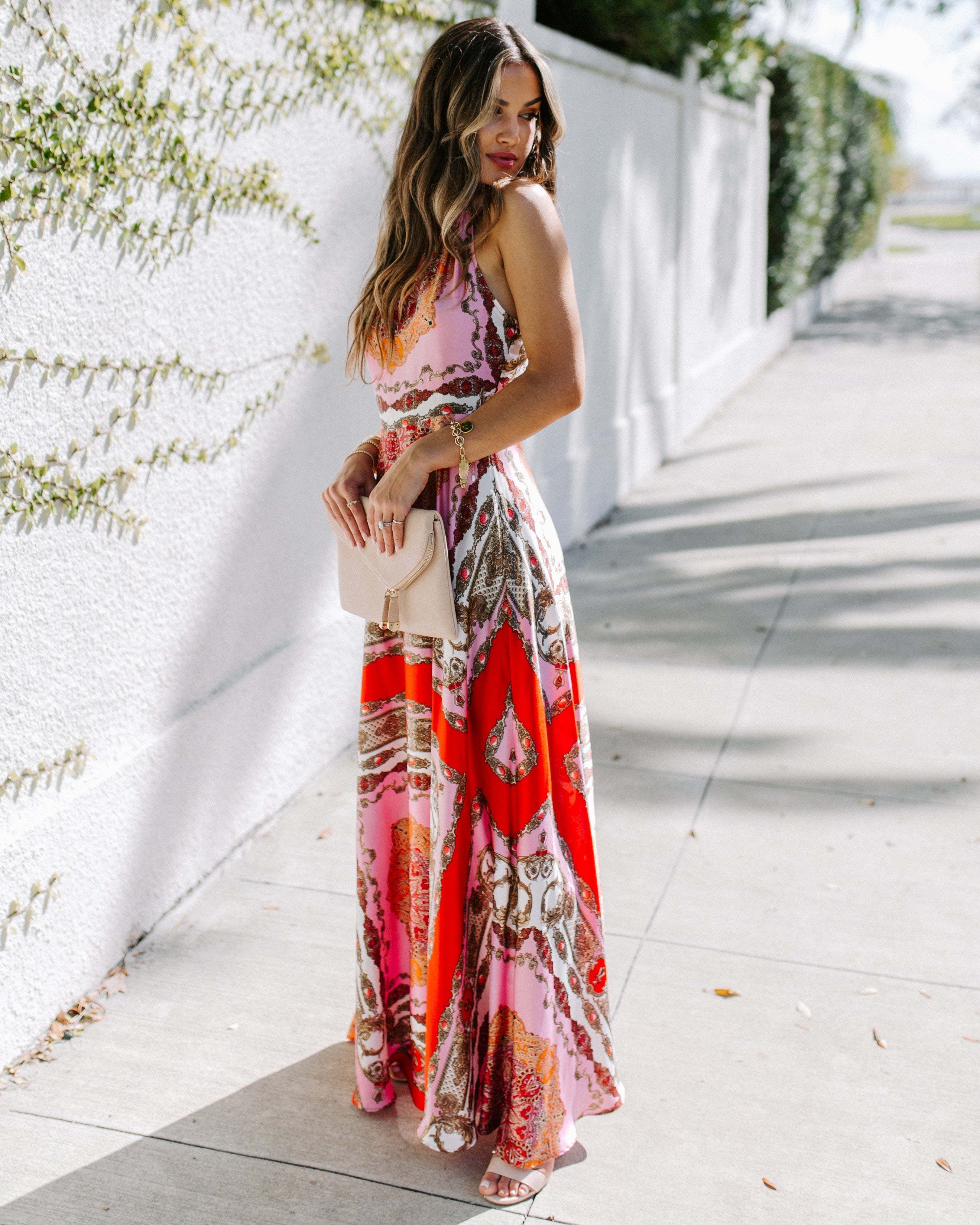 PREORDER Reina Printed Halter Maxi Dress
