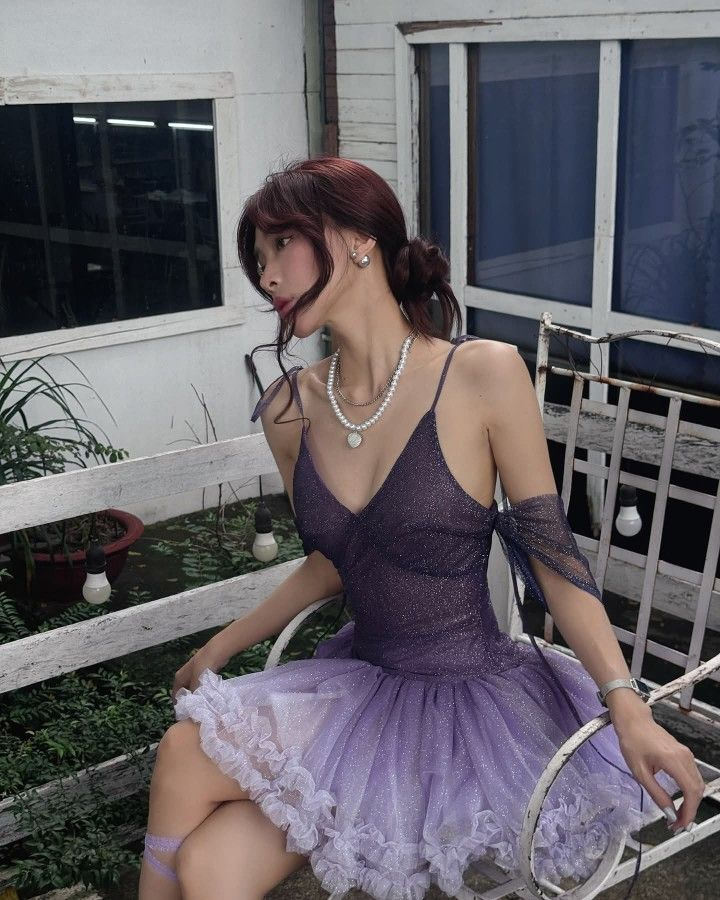 Charming Ombre Purple Spaghetti Straps V Neck Tulle Sequin A Line Short Prom Dress Formal 18th Birthday Outfits