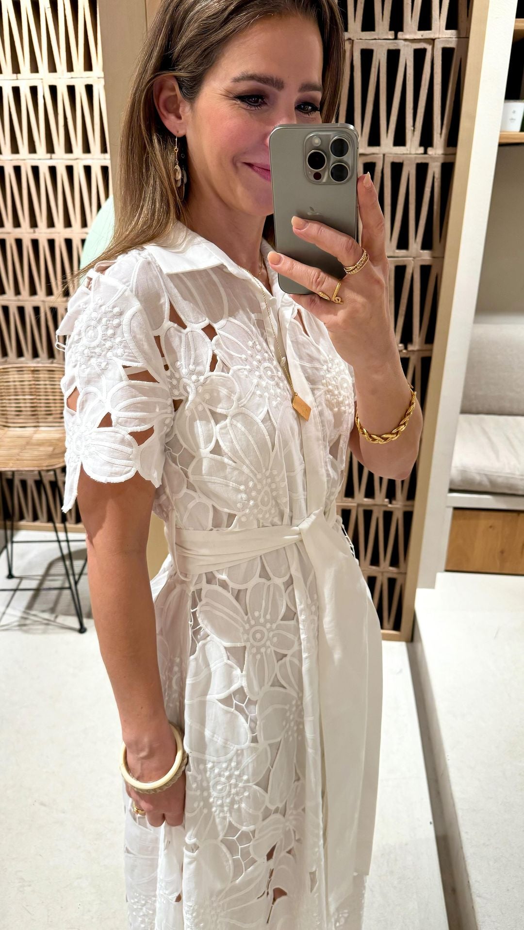 Elegant Crochet Lace Lantern Sleeve Party Midi Dress - Fashionpara