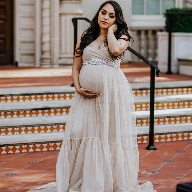 Satin maternity dress with bow maternity evening dress photo photo daily dress - View 2 | VelvetHem