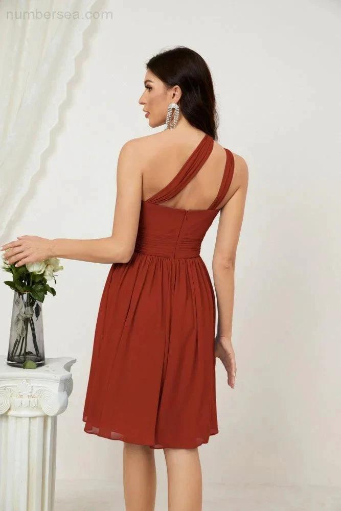 ZapDress Women Chiffon Short One Shoulder Bridesmaid Dress Formal Dresses for Party Homecoming  2804 (ZD16948)