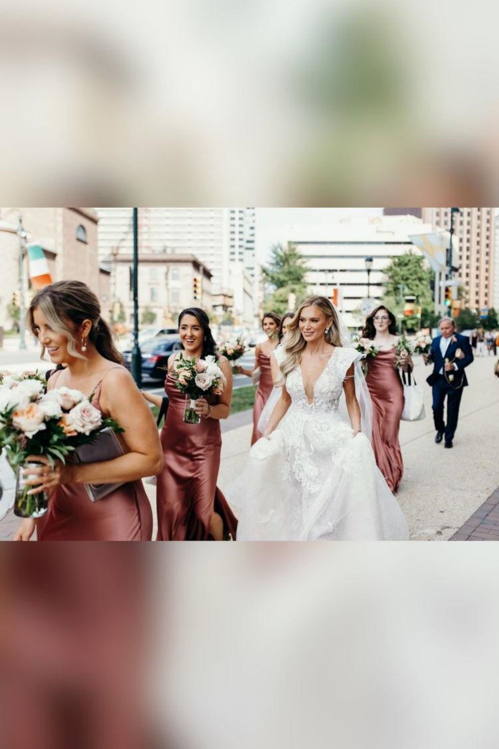Sheath Spaghetti Straps Pink Long Bridesmaid Dress with Silt
