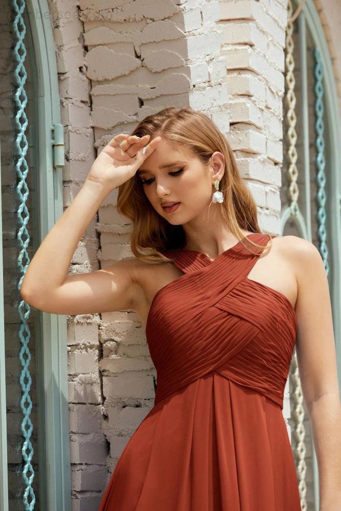 Halter Bridesmaid Dresses Formal Cocktail Prom Gown 28015 (ZD16956)