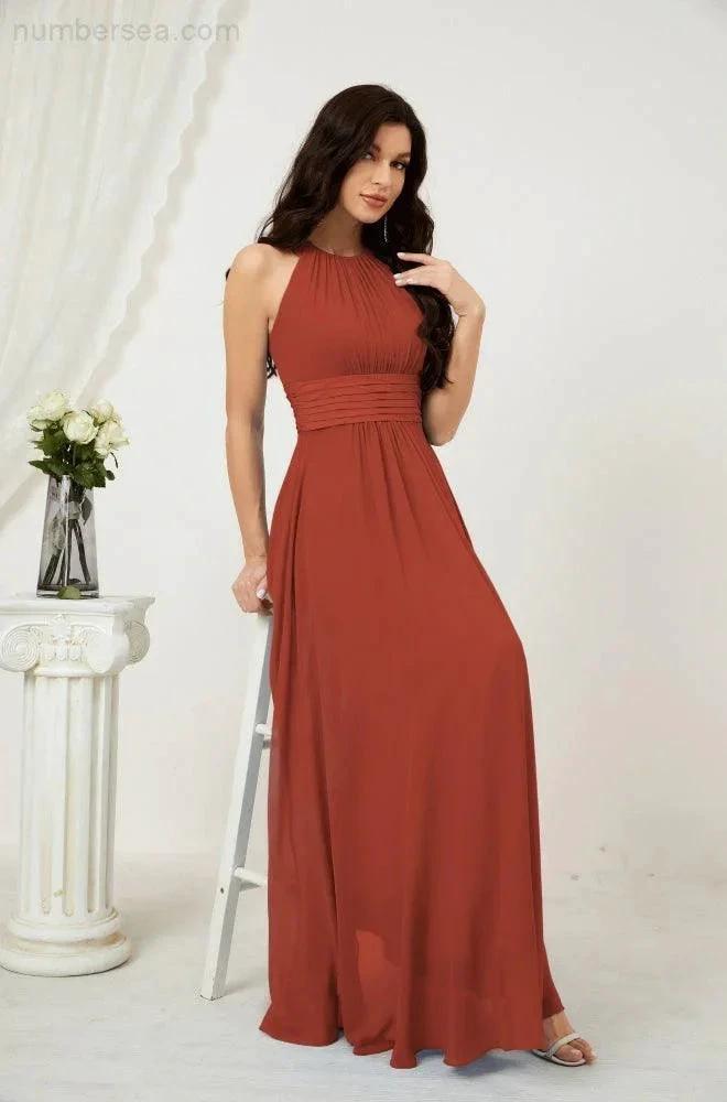 ZapDress Formal Party Gown Dress Chiffon Halter Long Sleeveless Bridesmaid Dresses 2802 (ZD16960)