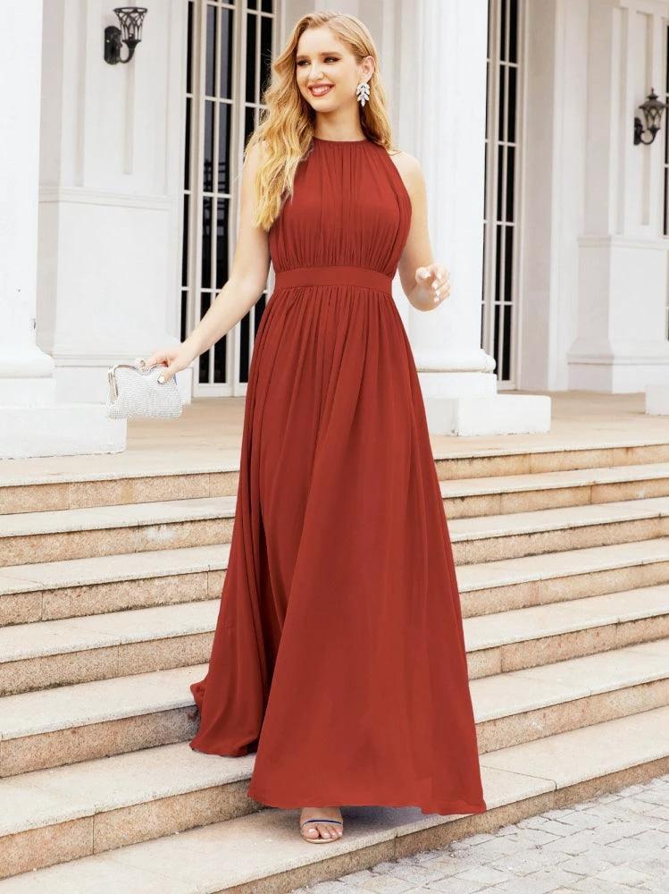Numbersea Halter Bridesmaid Dress Empire Waist Formal Evening Prom Gown for Mother of The Bride 28030 by numbersea