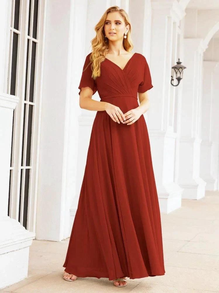 Numbersea Formal Prom Gowns for Mother of The Bride Short Sleeves Bridesmaid Dress 28049 by numbersea