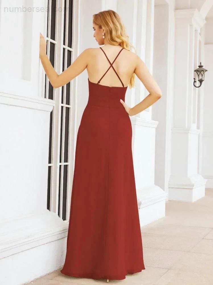 ZapDress Halter Bridesmaid Dresses with Pockets Sleeveless Formal Evening Party Prom Gowns  28055 (ZD17039)