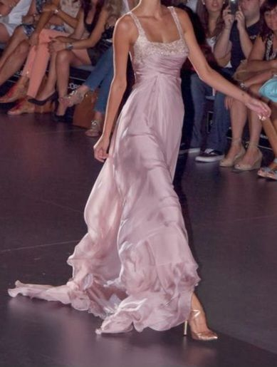 Classy Pink Chiffon Beaded Party Dress,Long Prom Evening Dress
