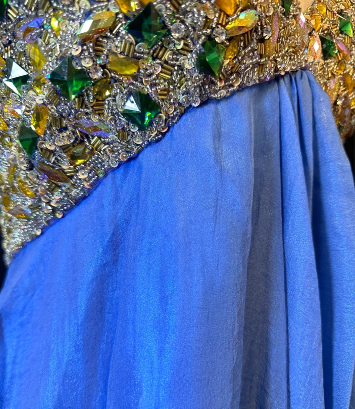 Gorgeous Halter Blue Chiffon Beaded Cocktail Dress Formal Homecoming Dress