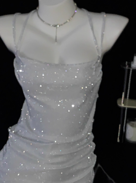 Sexy Backless Straps Short Cocktail Dress Silver Sheath 6th Grade Homecoming Dress