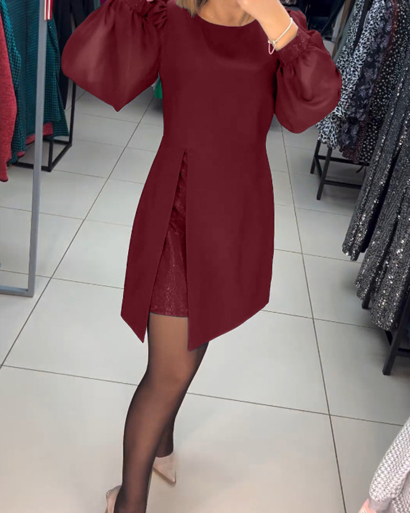 Catalina Chic Dress Stylish Lantern Sleeves Silhouette Collection