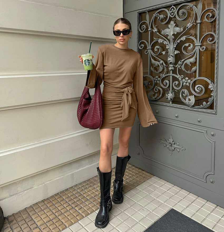 Mocha Mousse Mini Dress Brown