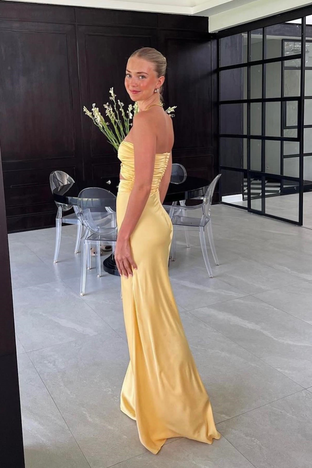 Simple Sheath Sweetheart Blue Long Prom Dress with Keyhole