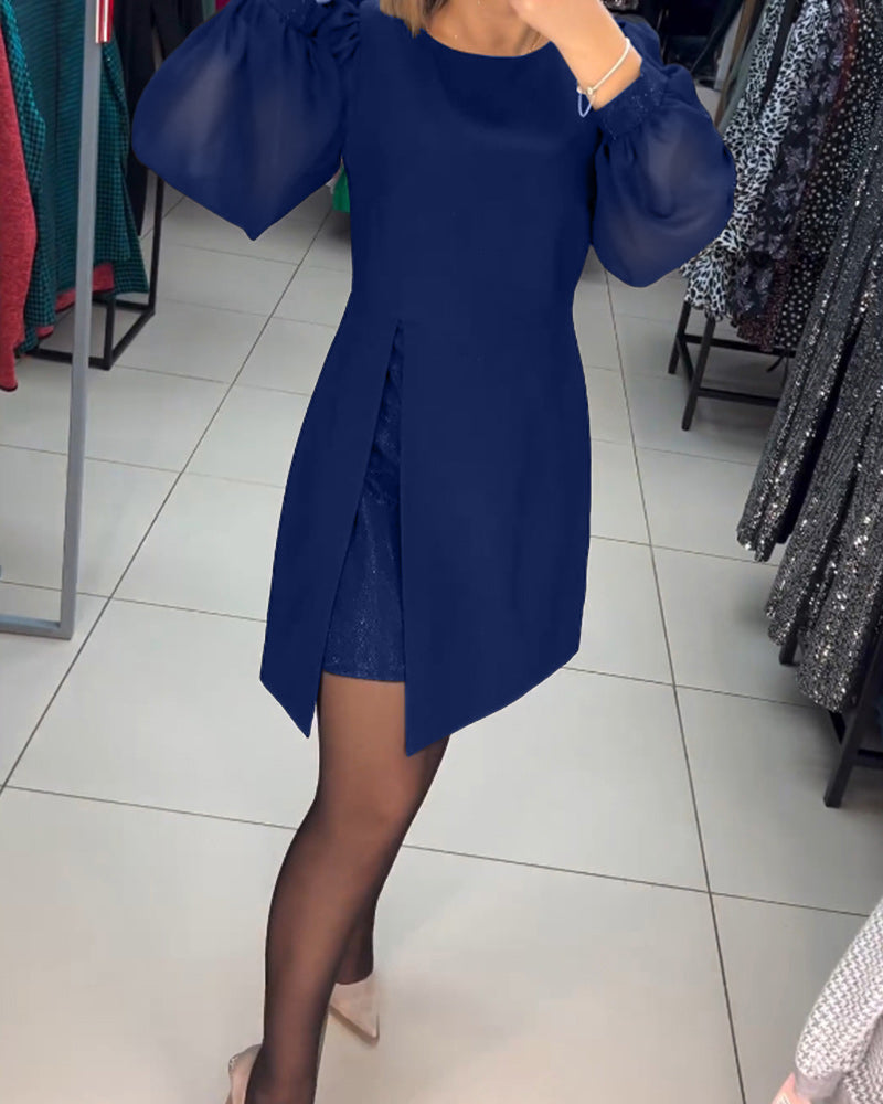 Catalina Chic Dress Stylish Lantern Sleeves Silhouette Collection